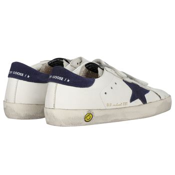 Ivory & Navy Blue Logo Trainers