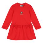 Younger Girls Red Teddy Bear Logo Dress, 2, hi-res