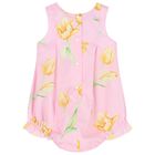 Baby Girls Pink Floral Romper, 1, hi-res
