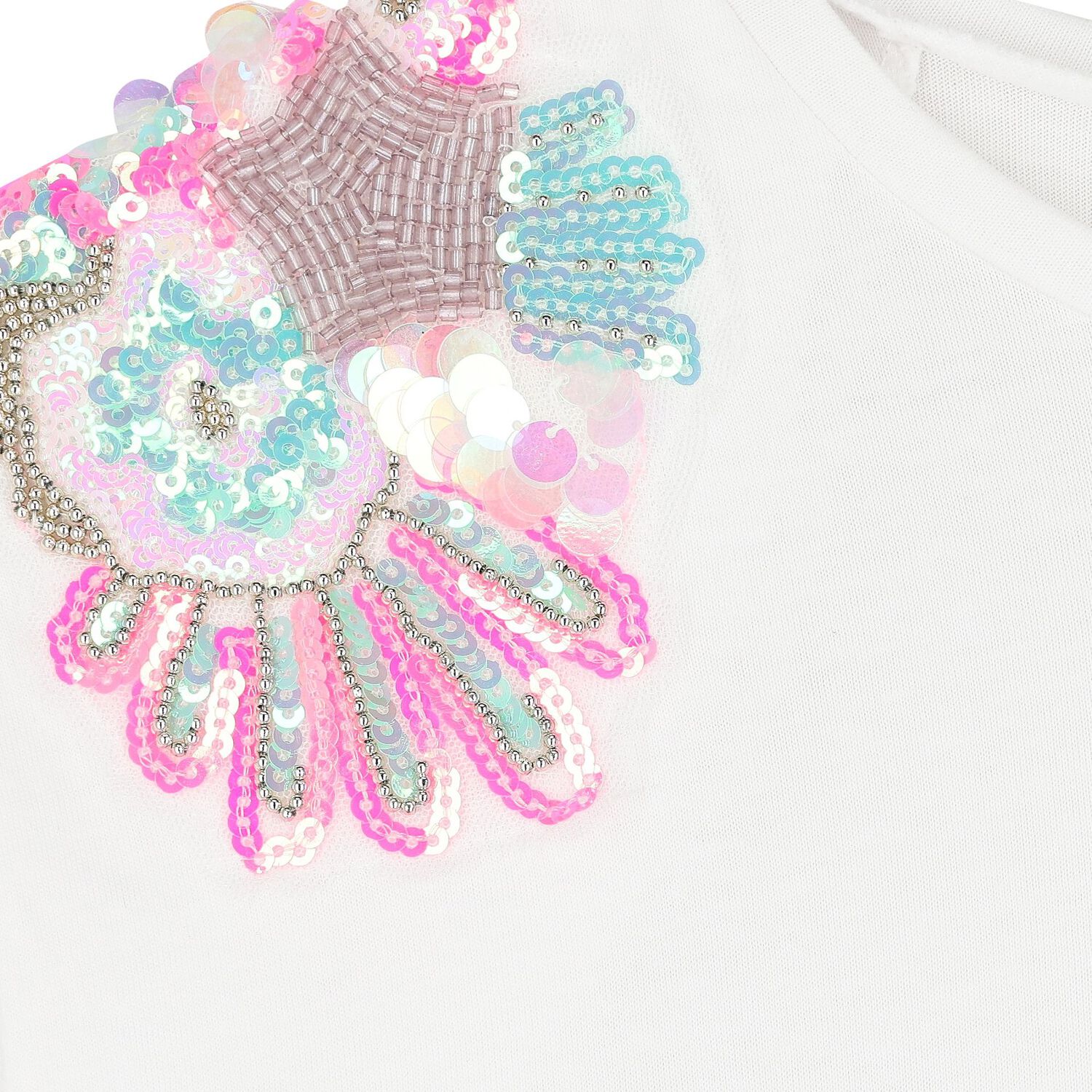 Girls White Sequin T-Shirt, 1, hi-res