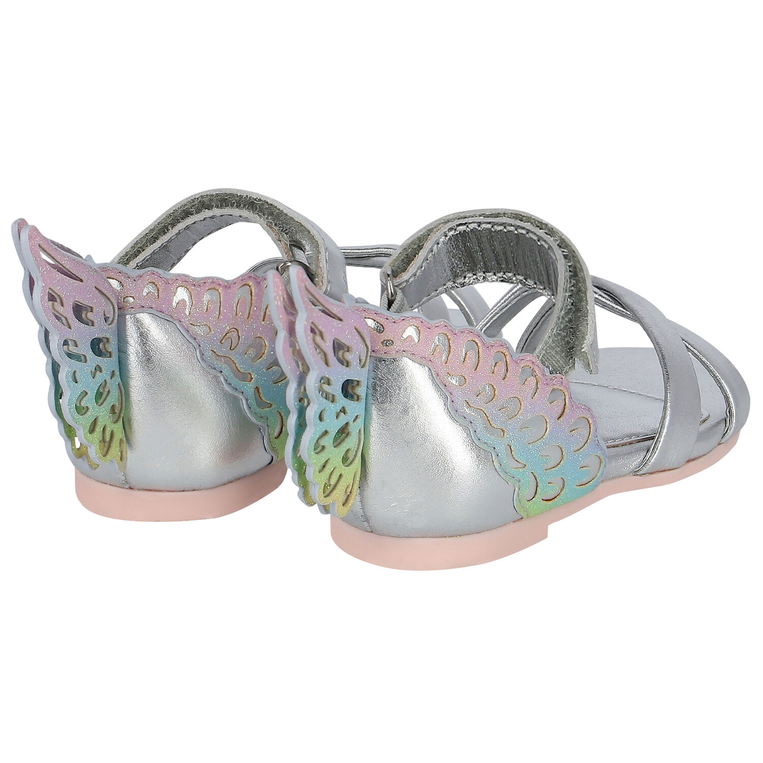 Younger Girls Silver Butterfly Sandals, 1, hi-res image number null