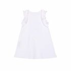 Younger Girls White Cotton Dress, 1, hi-res