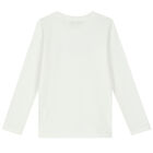 Girls Ivory Logo Long Sleeve Top, 1, hi-res