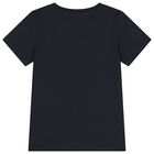 Boys Navy Blue Teddy Bear Logo T-Shirt, 5, hi-res