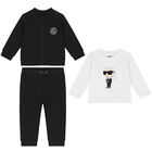Younger Boys Black & White Logo 3-Piece Tracksuit, 1, hi-res
