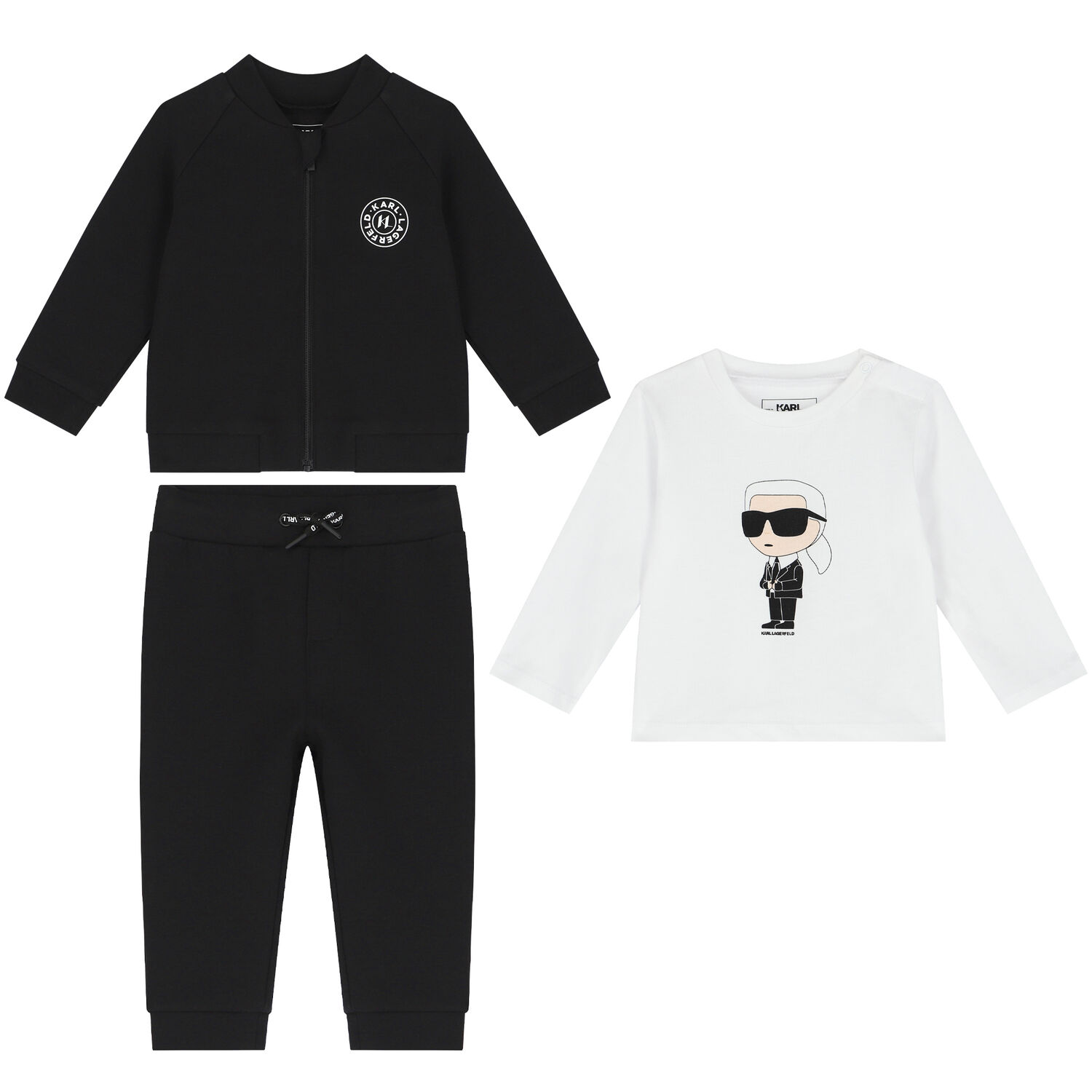 Younger Boys Black & White Logo 3-Piece Tracksuit, 1, hi-res image number null