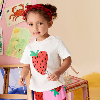 Girls Ivory Logo Strawberry T-Shirt