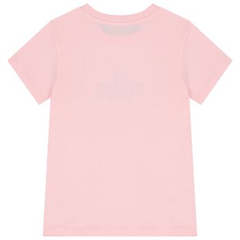 Girls Pink Teddy Bear Logo T-Shirt