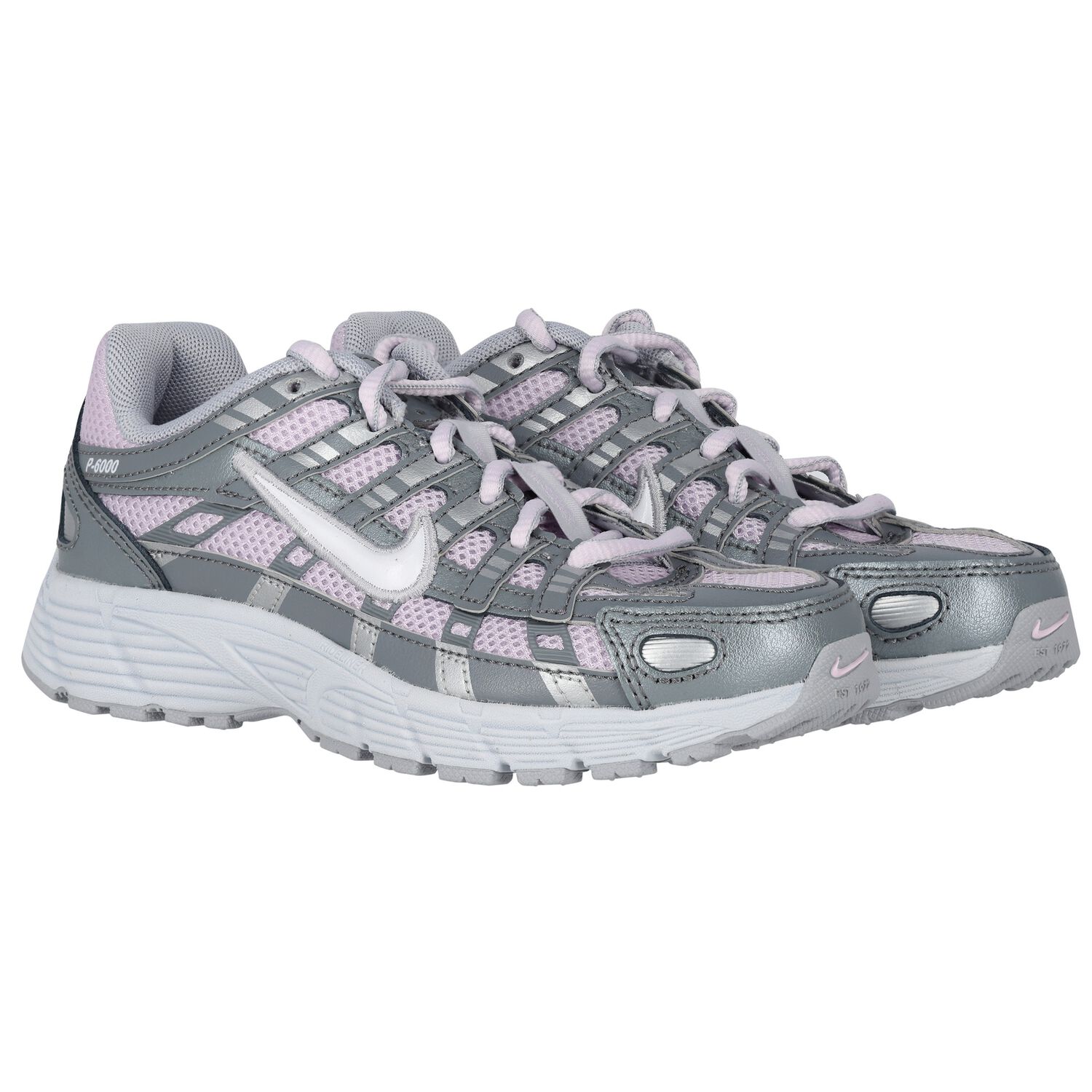 Girls Grey & Pink P-6000 Trainers, 1, hi-res image number null