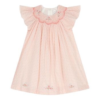 Baby Girls Pink Floral Gingham Dress