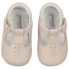 Beige Leather Pre Walker Shoes, 3, hi-res