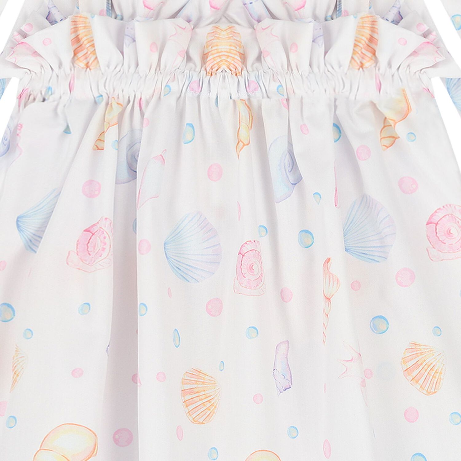 Girls White & Pink Sea Shell Beach Dress, 4, hi-res