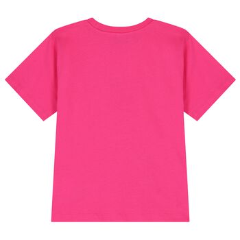 Girls Pink Teddy Bear Logo T-Shirt
