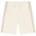 Boys Ivory & Beige Cotton Jersey Shorts, 2, hi-res