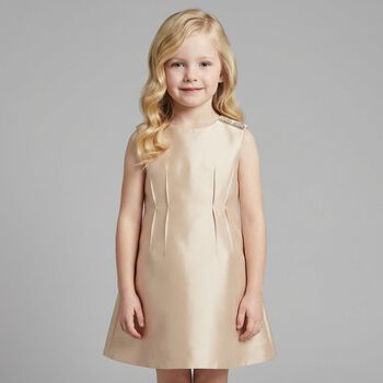 Girls Beige Satin Dress Skirt