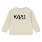 Younger Boys Beige & Black Logo Tracksuit, 1, hi-res
