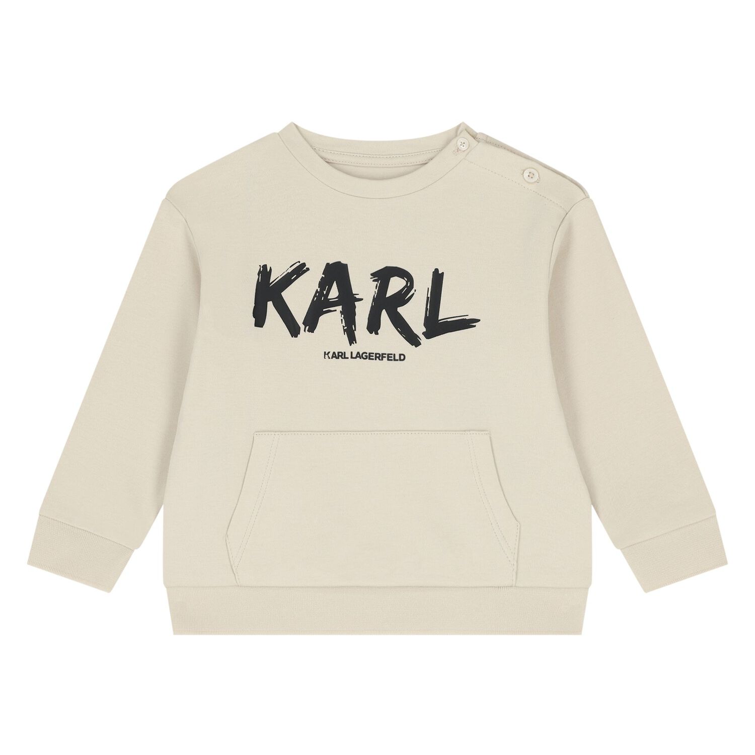 Younger Boys Beige & Black Logo Tracksuit, 1, hi-res