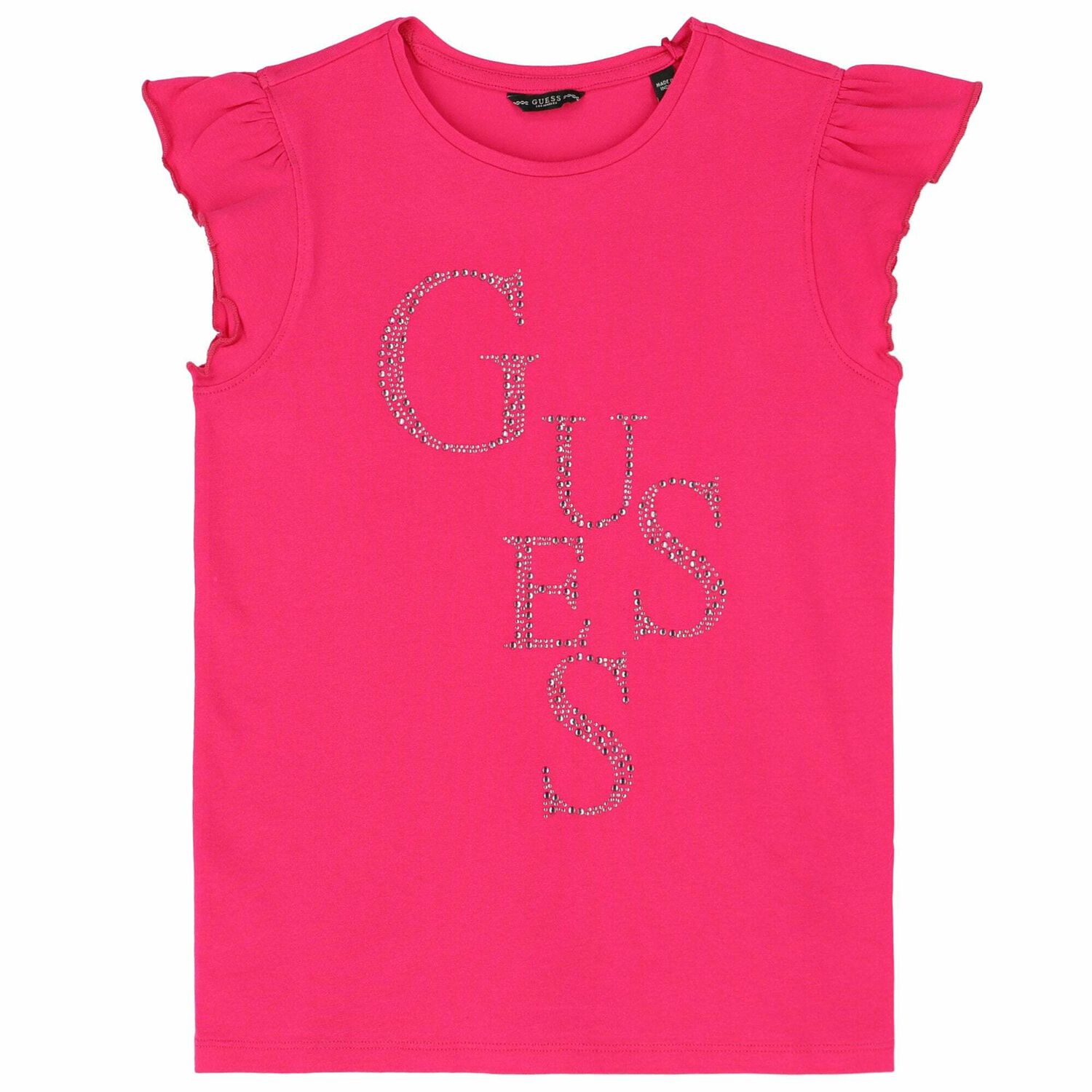 Girls Black Diamante Logo T-Shirt, 1, hi-res