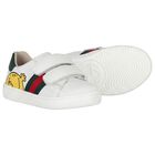 Younger Boys White Web Striped Logo Trainers, 1, hi-res