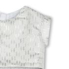 Younger Girls Ivory & Silver Logo Dress, 1, hi-res