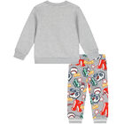 Younger Boys Grey Varsity Tiger & Logo Tracksuit, 1, hi-res