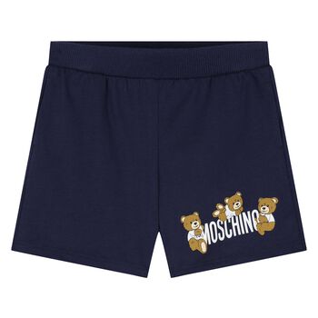 Younger Navy Blue Teddy Bear Logo Shorts
