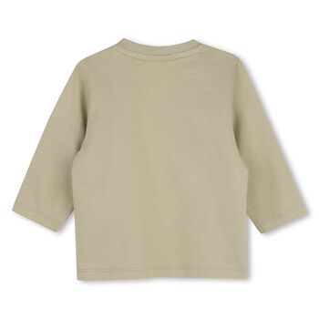 Younger Boys Beige Logo Long Sleeve Top