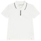 Boys White Logo Polo Shirt, 2, hi-res