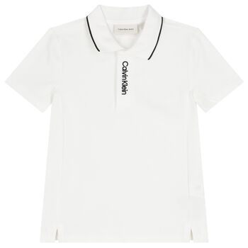 Boys White Logo Polo Shirt
