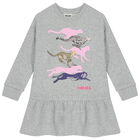 Girls Grey Cheetah Logo Dress, 1, hi-res