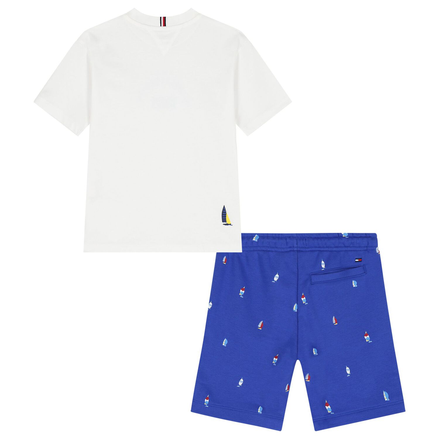 Boys White & Blue Logo Shorts Set, 2, hi-res