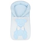 Baby Boys Blue & White Teddy Bear Nest, 1, hi-res
