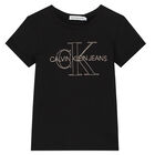 Girls Black Logo T-Shirt, 2, hi-res