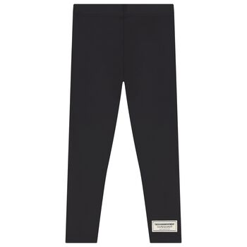 Girls Black Logo Softskin Leggings
