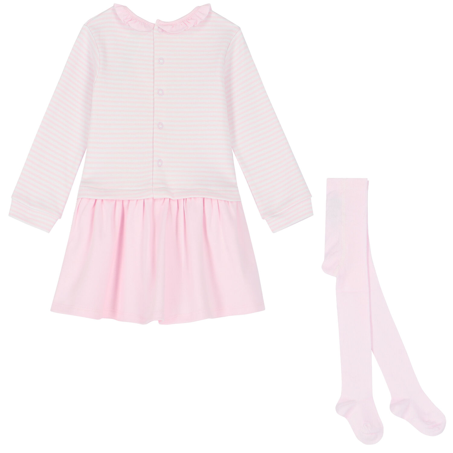 Baby Girls Pink & White Striped Dress Set, 1, hi-res image number null