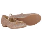 Girls Rose Gold Bow Shoes, 1, hi-res