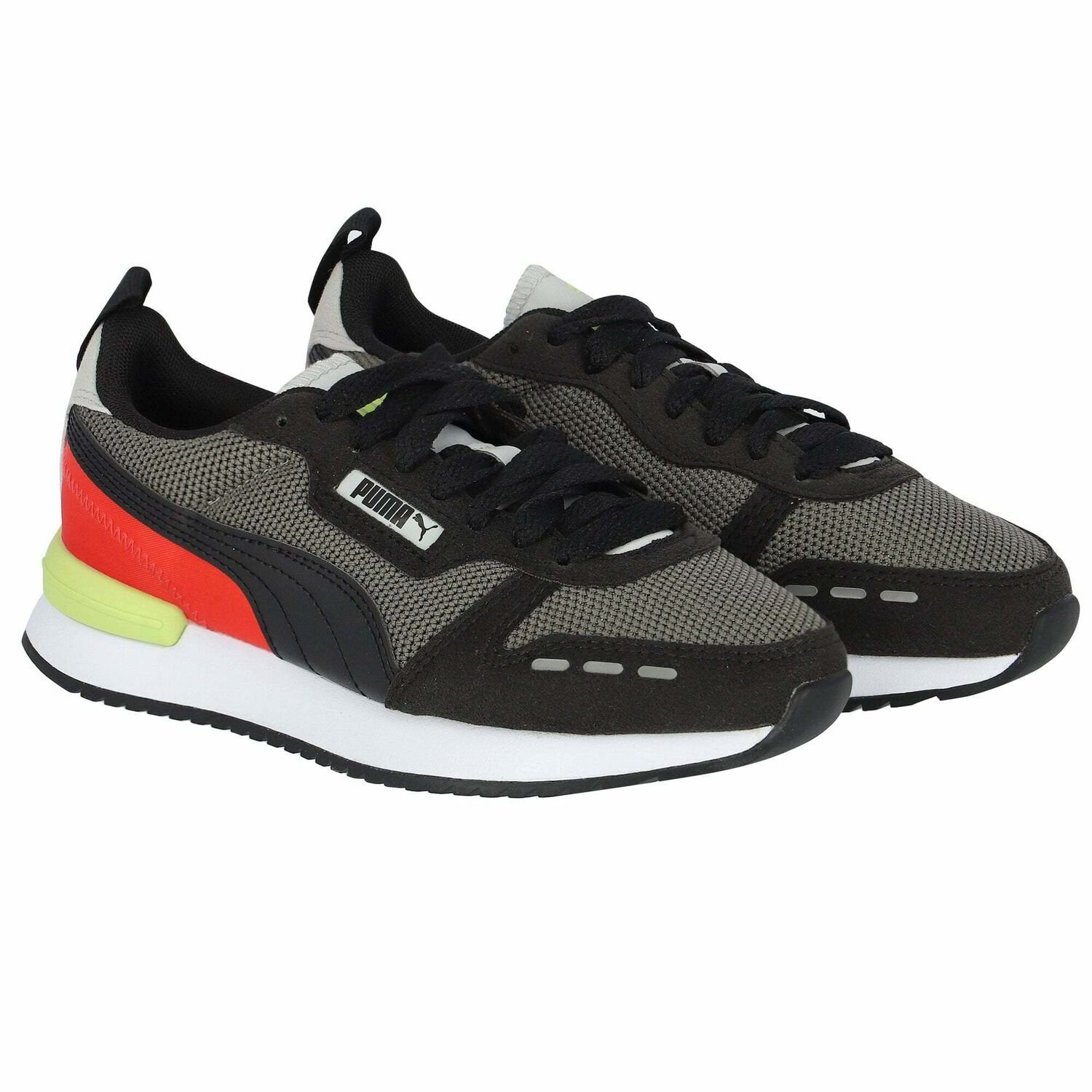 Boys Black & Grey Logo Trainers, 1, hi-res