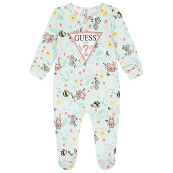 Baby Girls Green Cotton Bear Babygrow