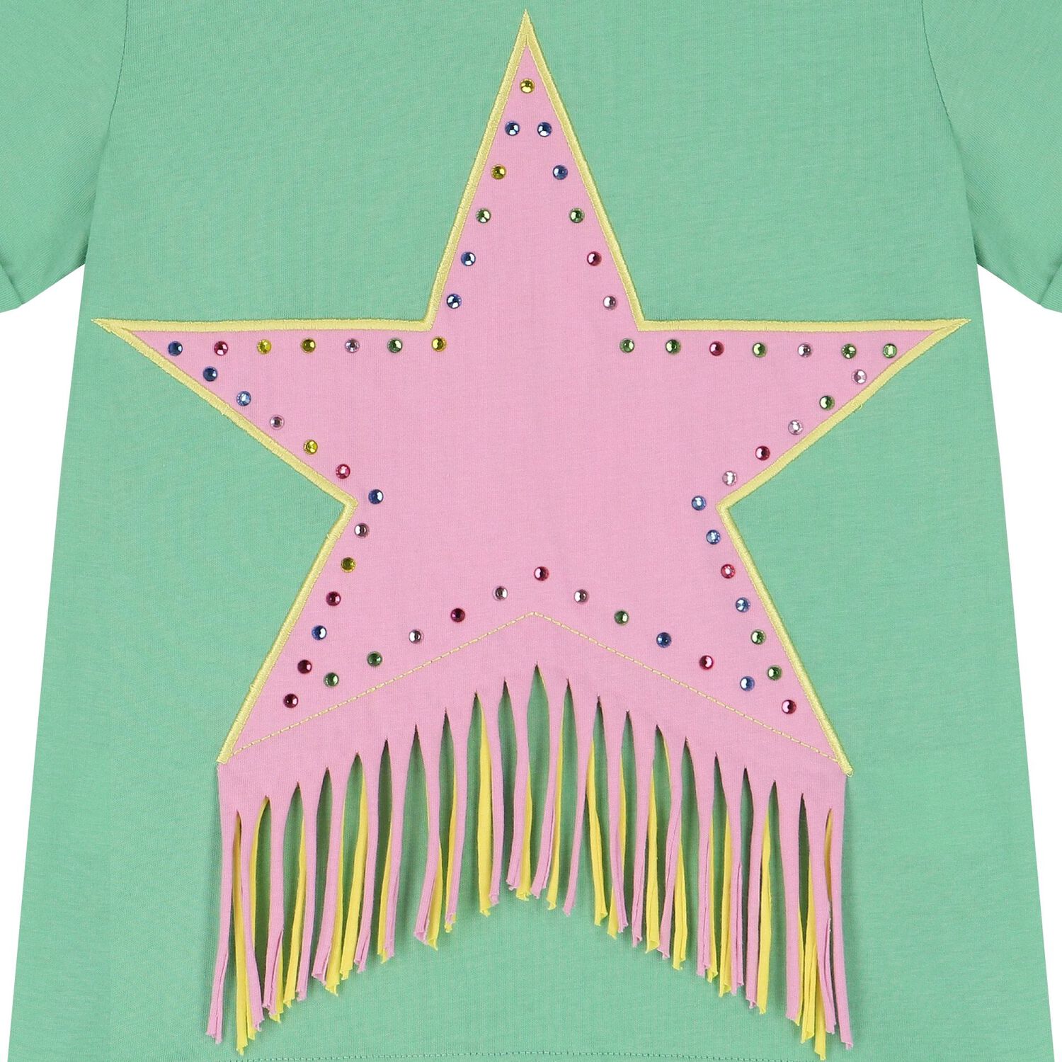 Girls Green Star T-Shirt, 1, hi-res