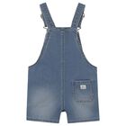 Younger Boys Blue Denim Dungaree, 1, hi-res