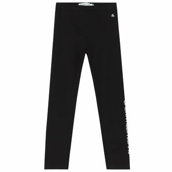 Girls Black Logo Leggings