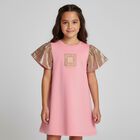 Girls Pink & Gold Logo Dress, 2, hi-res