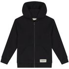 Black Logo Hooded Zip Up Top, 1, hi-res