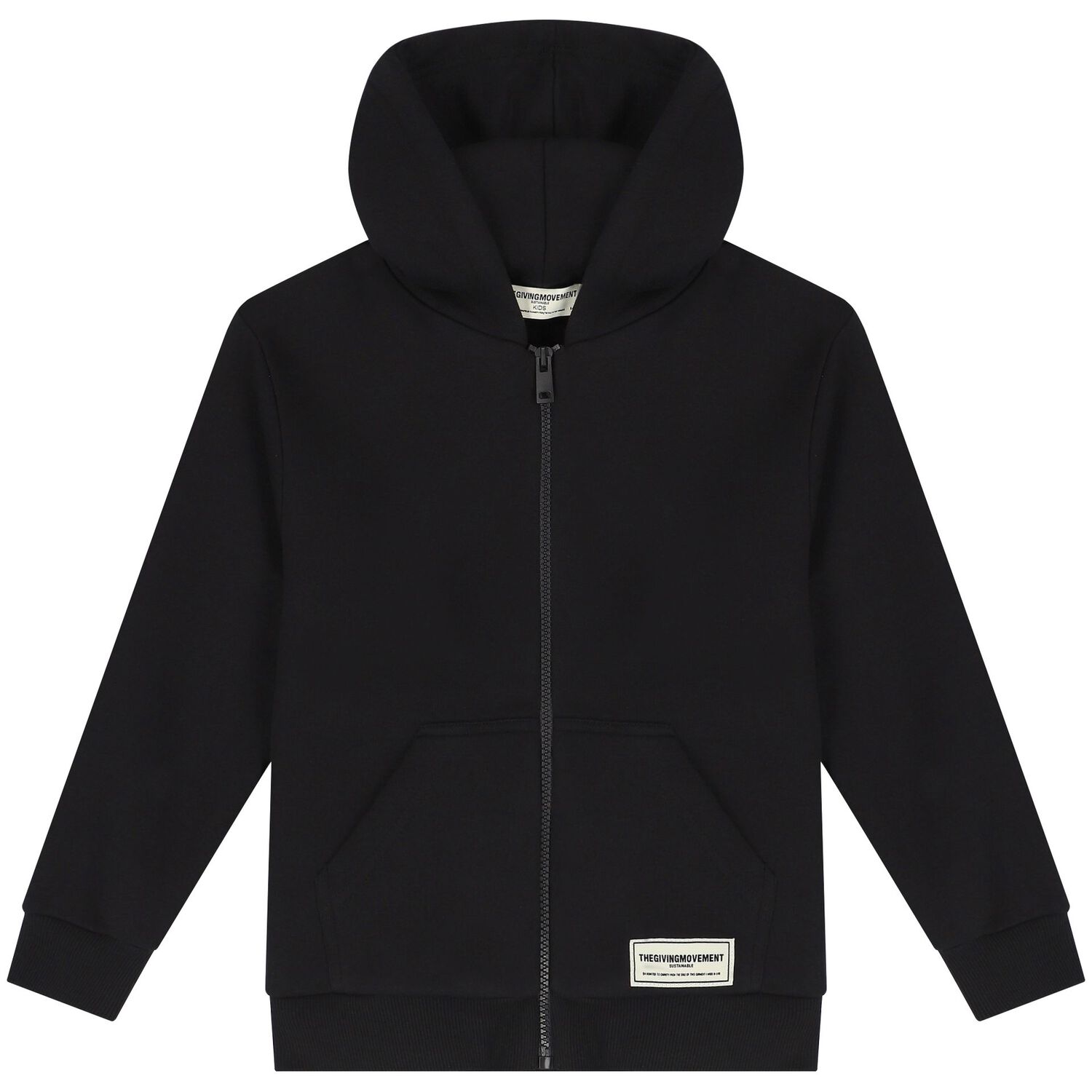 Black Logo Hooded Zip Up Top, 1, hi-res