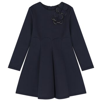 Girls Navy Blue Floral Dress