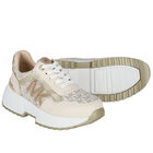 Girls Ivory & Gold Logo Trainers, 1, hi-res