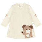 Baby Girls Ivory Teddy Bear Dress Set, 1, hi-res