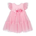 Younger Girls Pink Glittery Tulle Dress, 1, hi-res