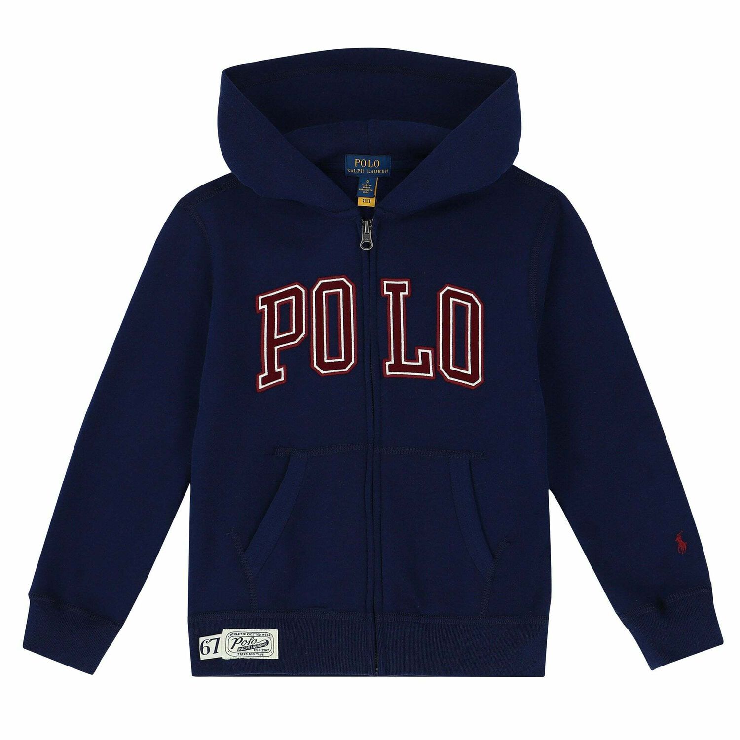 Boys Navy Logo Zip Up Top, 1, hi-res