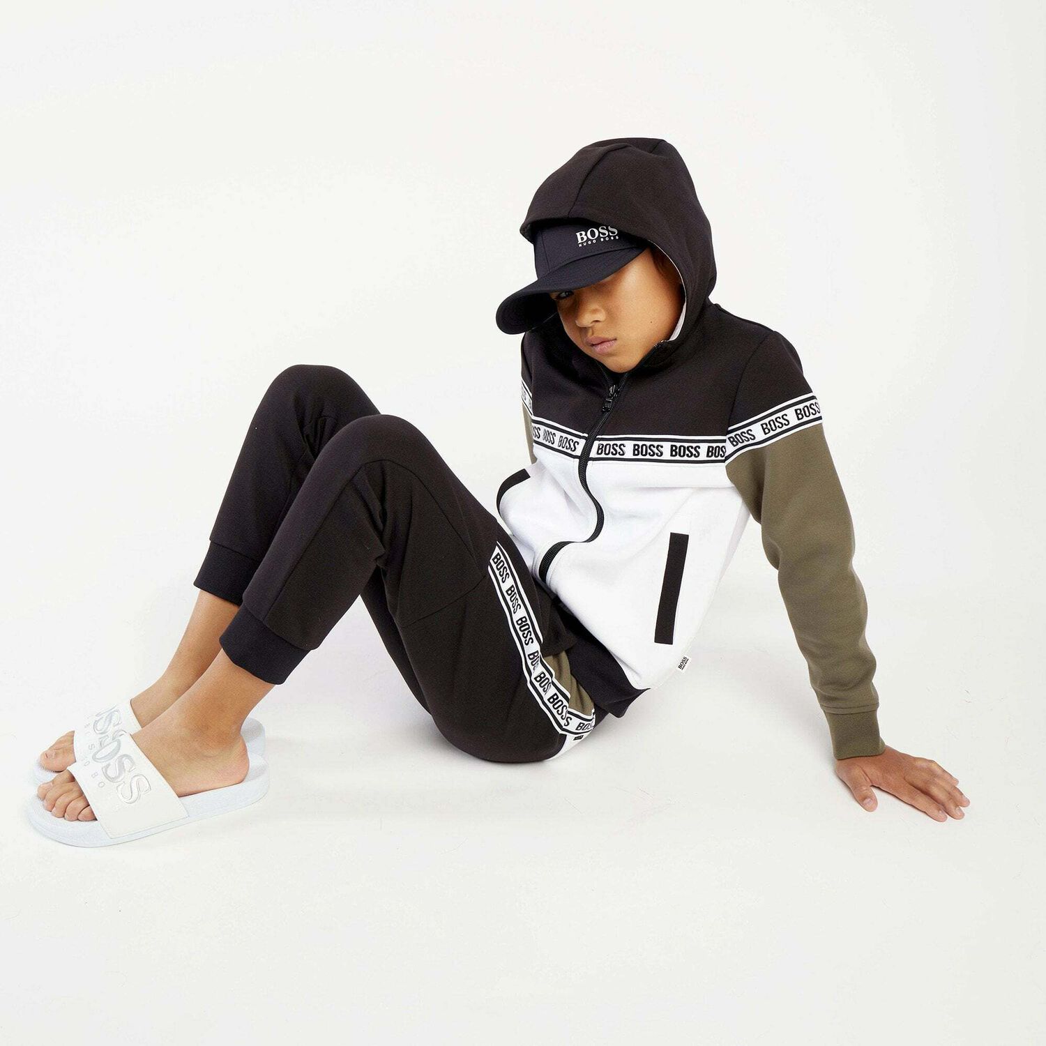 Boys Black Logo Joggers, 1, hi-res image number null